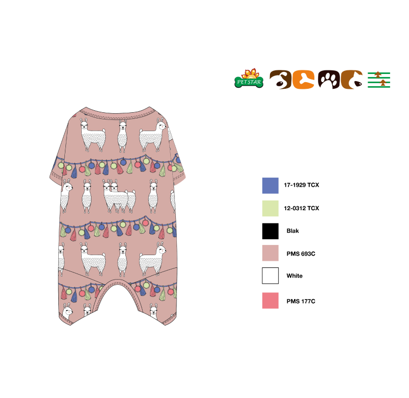 Alpaca print pet clothing