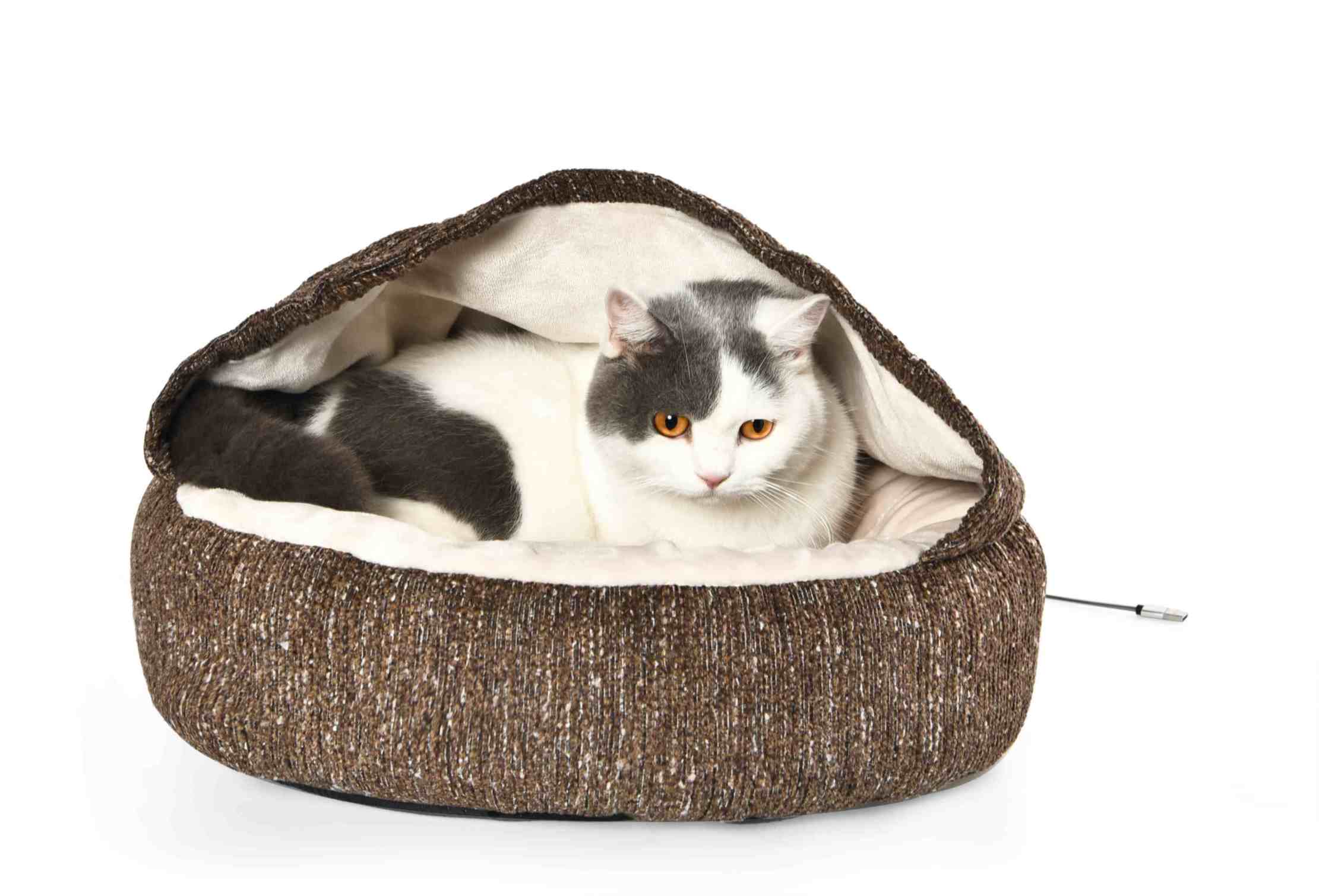 Heated Hooded Cat Bed