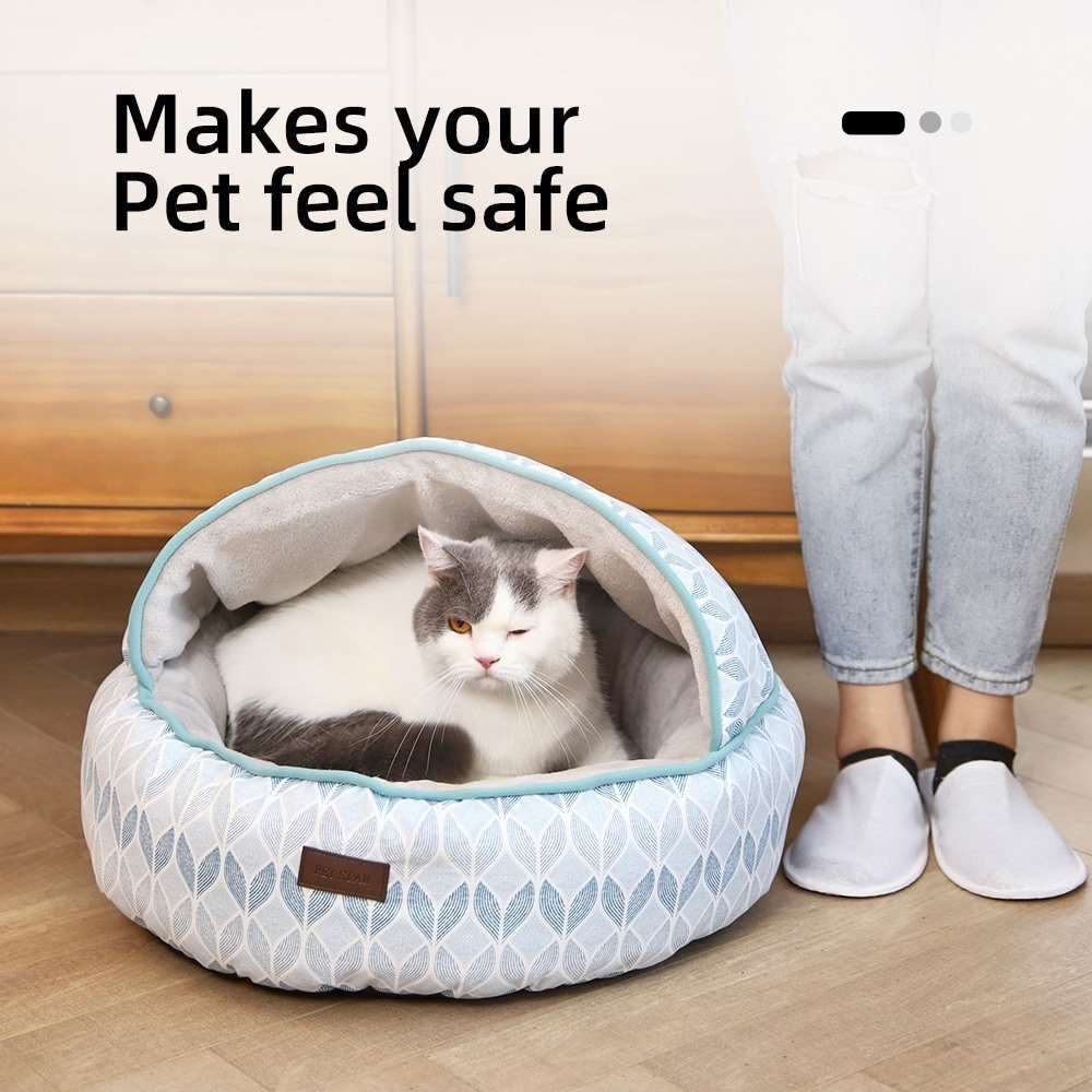 Hooded Cat Beds Soft Round Cat Bed