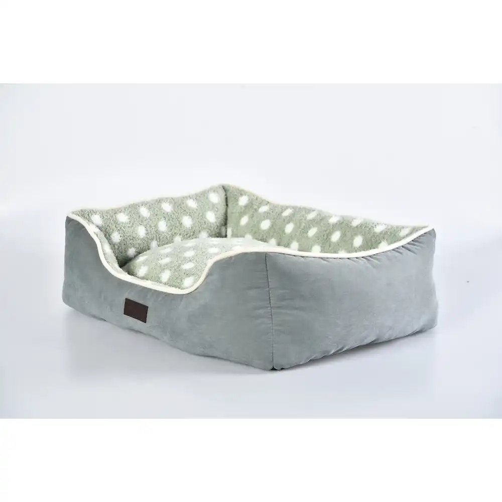 green brown polka dot cat bed