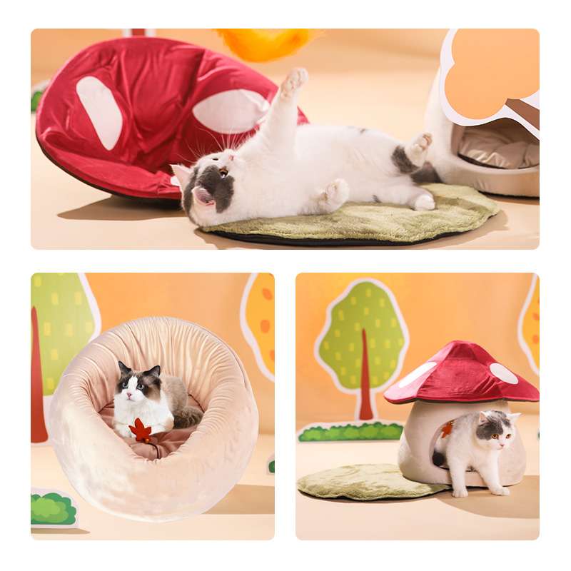 multifunctional mushroom cat bed house