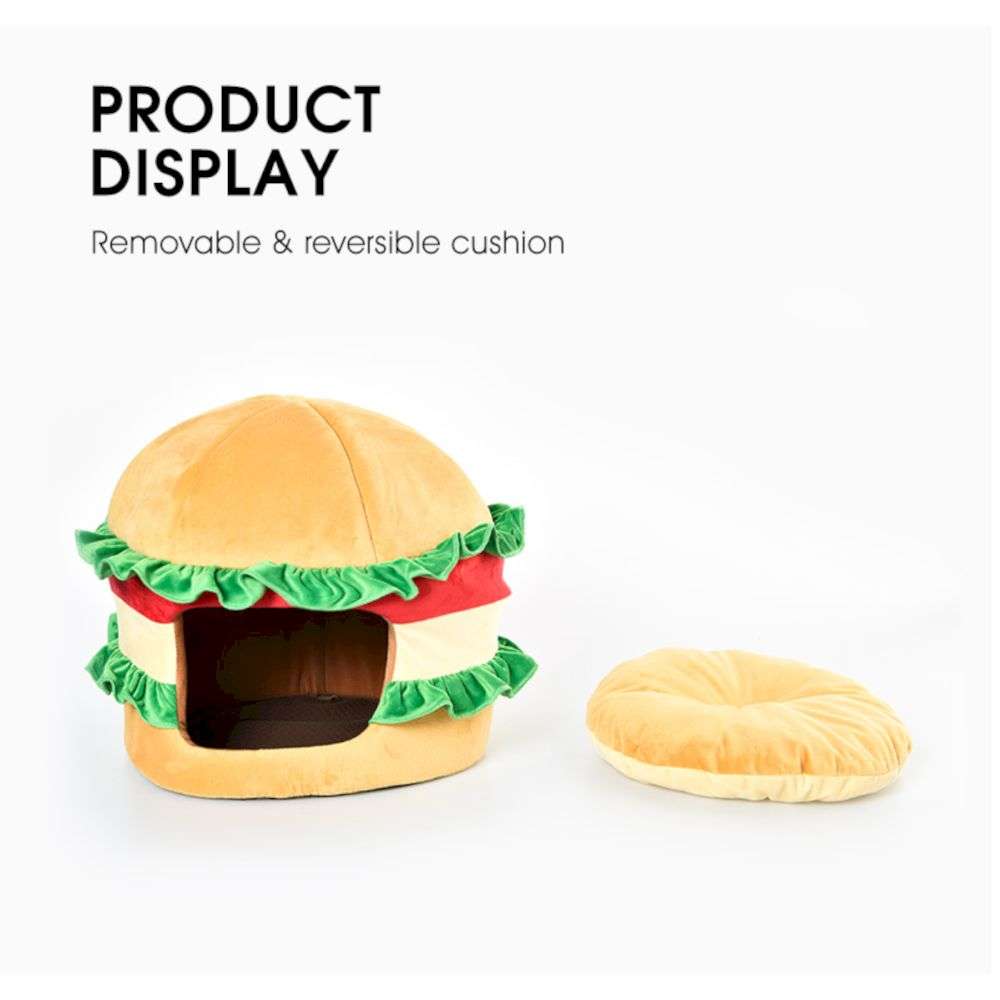 soft cave hamburger pet bed