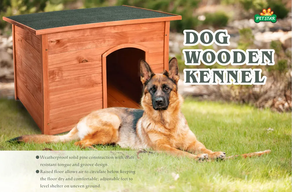 Outdoor Wooden House Dog Bed