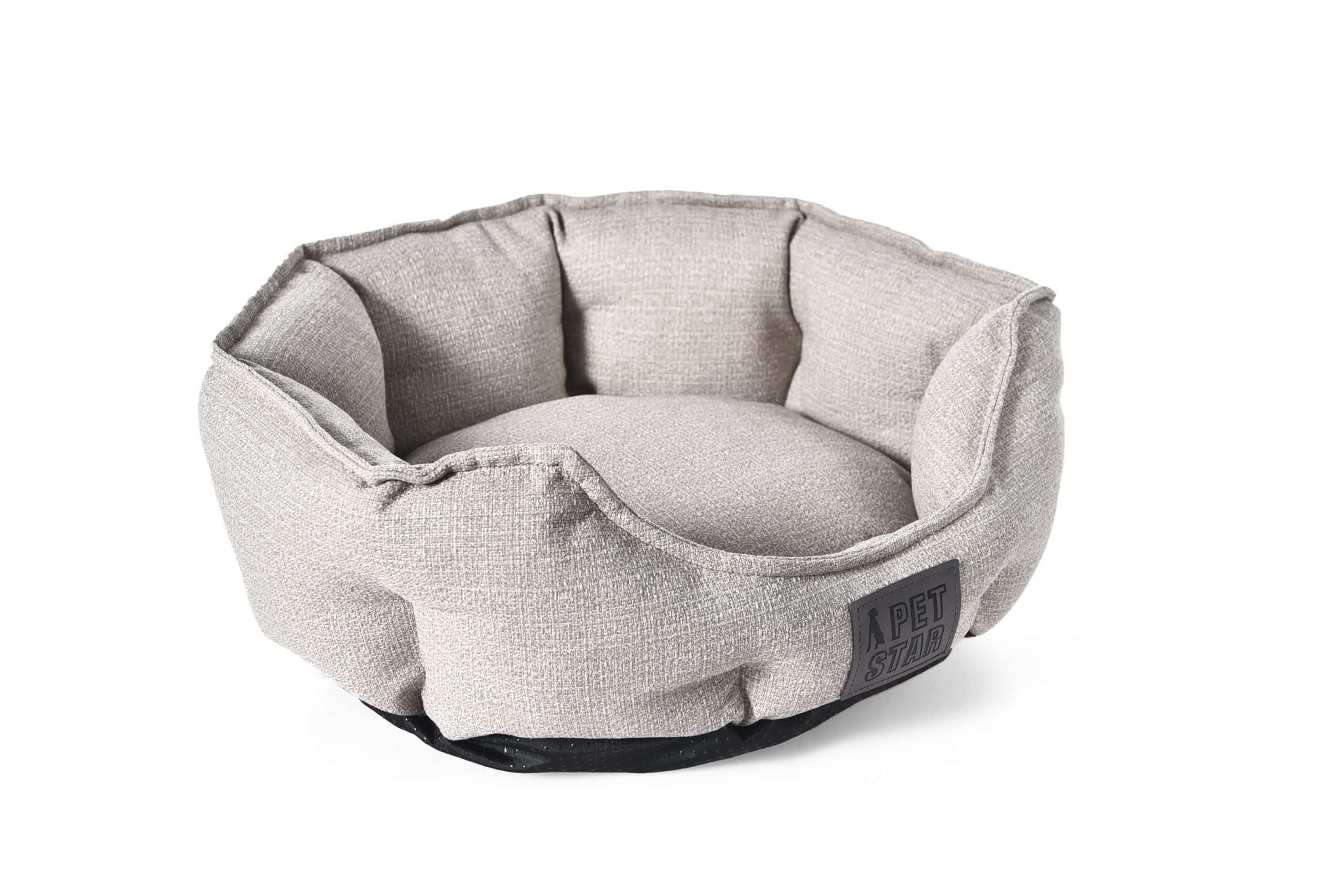 grey dogs bed