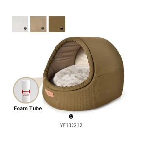 dog covered bed cave with foam tube support