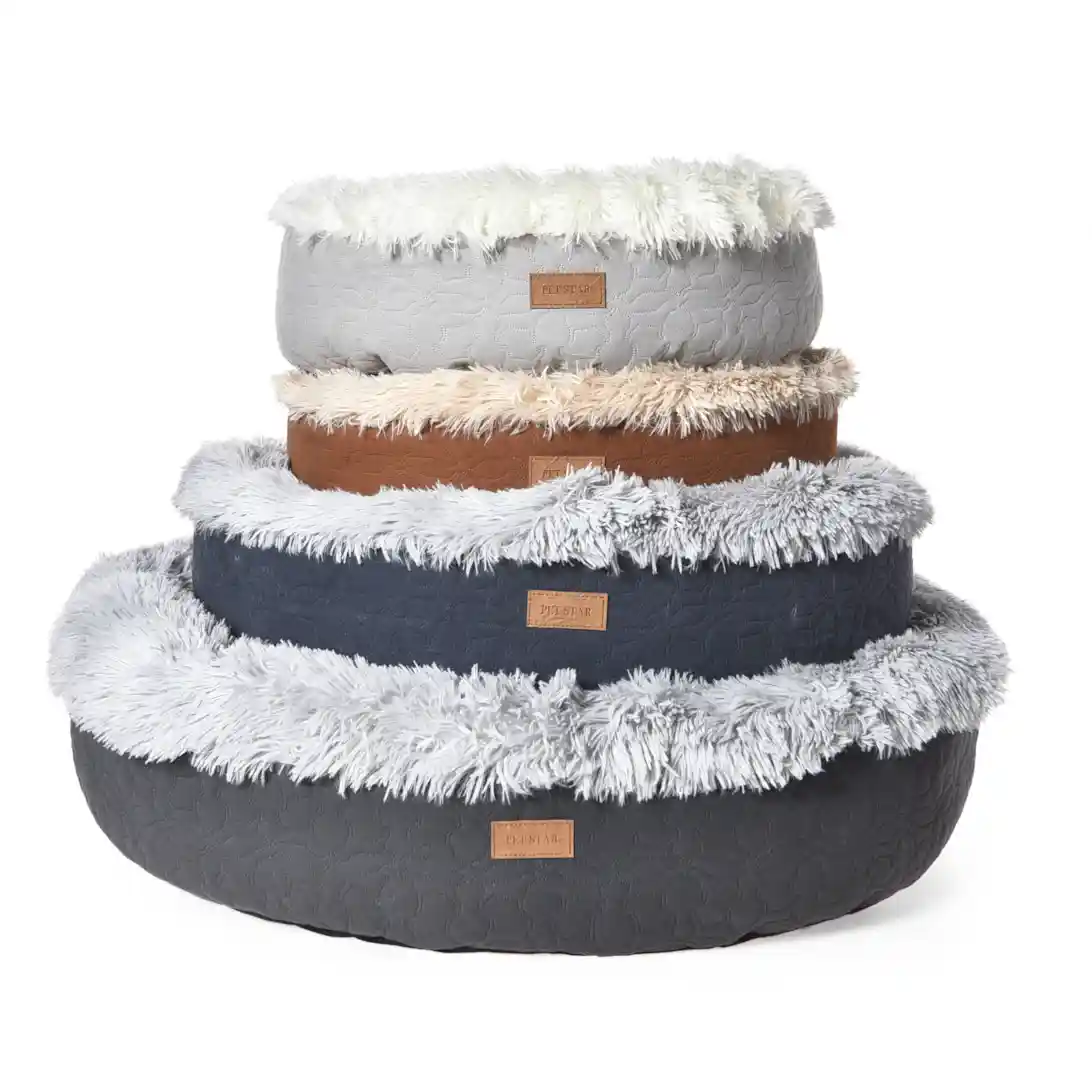 round fluffy dog bed