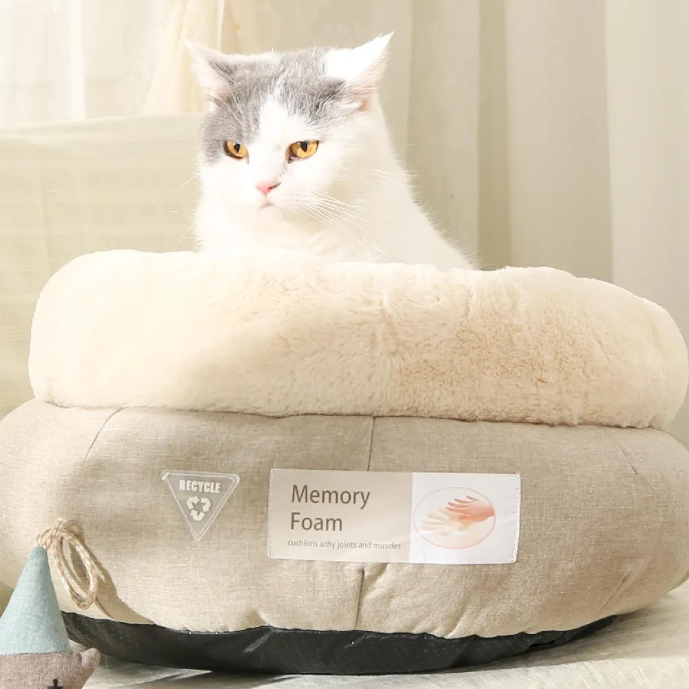 round fuzzy cat bed supplier