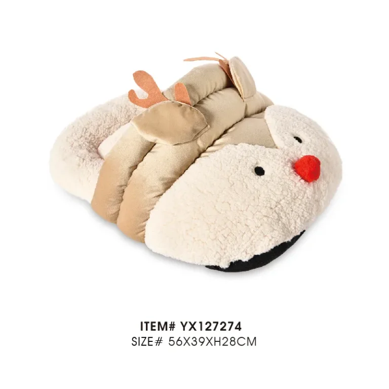 Cama para mascotas con temática de renos