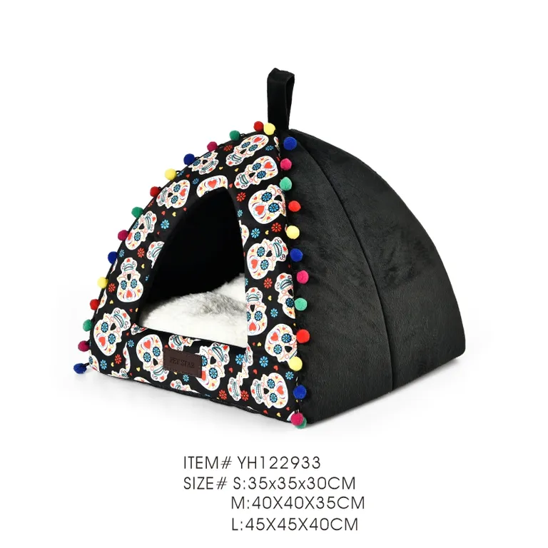 Skeleton Print Cat Bed