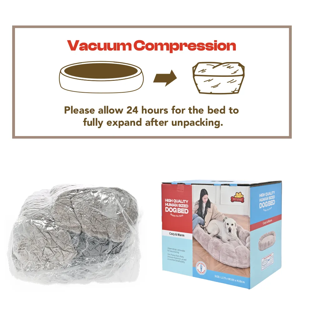 Vacuum compression of human size dog beds