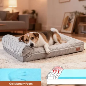 Cross-section diagram of an orthopedic cooling memory foam dog bed core layer