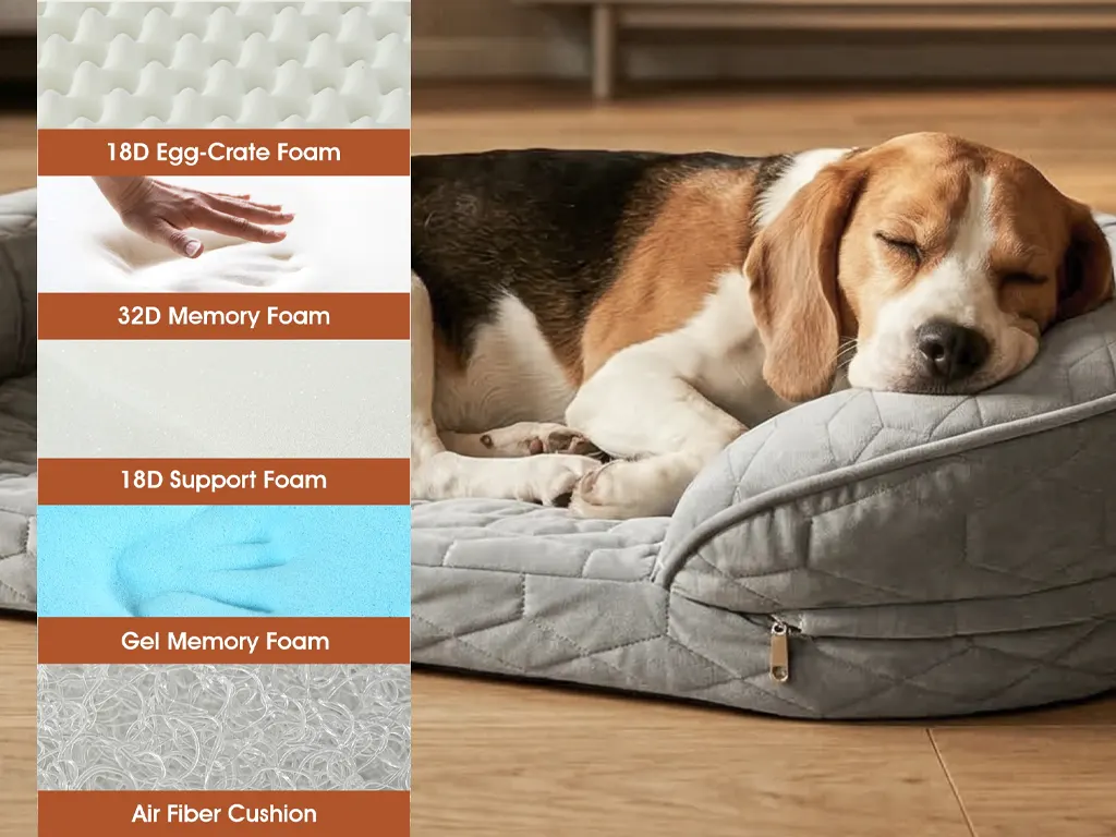 cooling orthopedic dog bed materials matrix including gel foam and air fiber