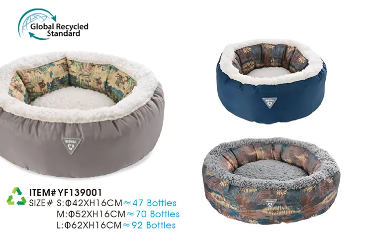 dog round beds made of recycle pet about 90 bottles