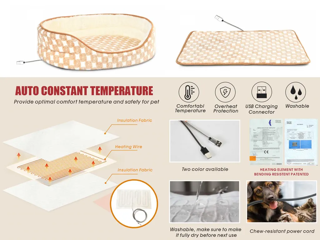 Laboratory electronic safety testing report for a low-voltage CE RoHS heated pet bed product line