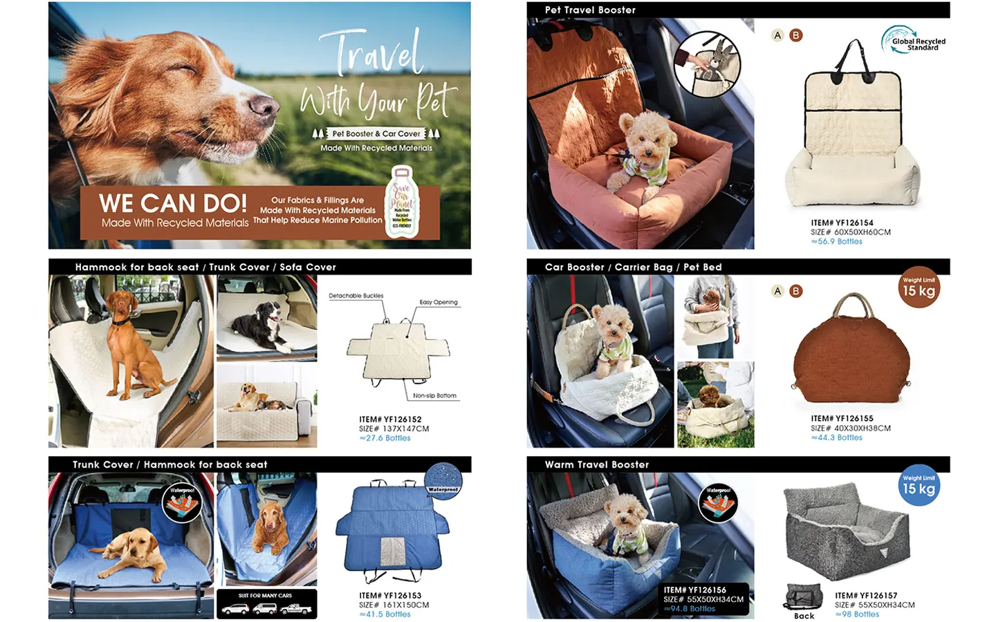 Sustainable and durable RPET recycled polyester travel pet beds engineered for portability and eco-friendly brand initiatives, showcased for wholesale inventory sourcing.