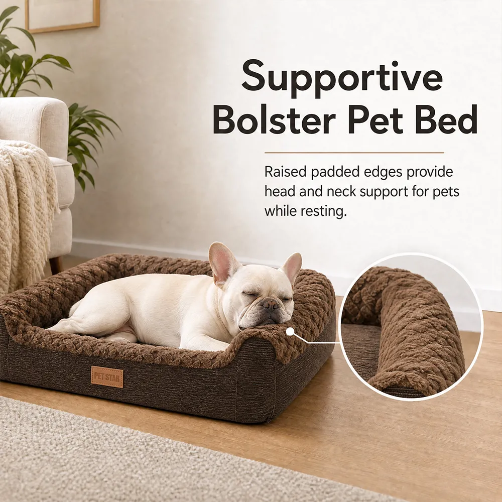 Teddy Fleece Memory Foam Dog Bolster Bed