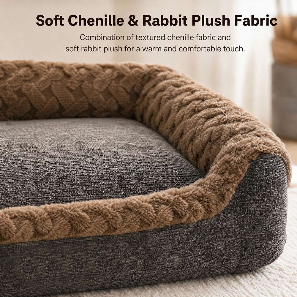 Teddy Fleece Memory Foam Dog Bolster Bed
