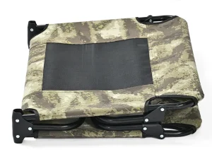 Foldable camouflage outdoor dog bed with collapsible steel frame for camping and outdoor retail collections