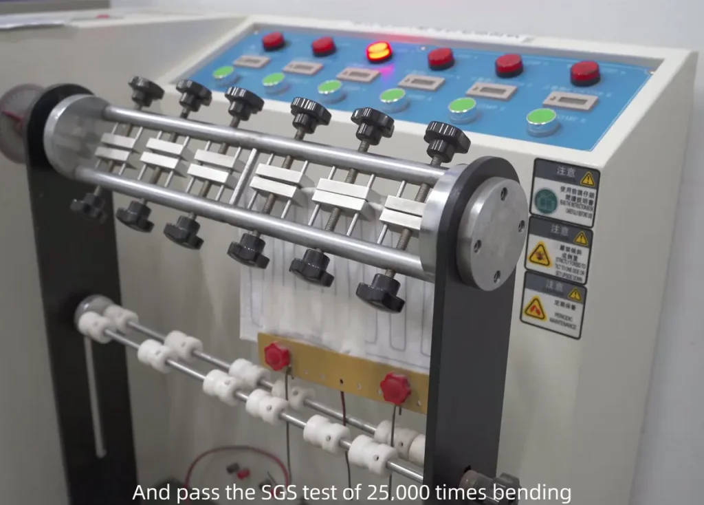 The patented bending resistance heating element specially designed for electric heating cat beds has passed the SGS 2500 times bending test.