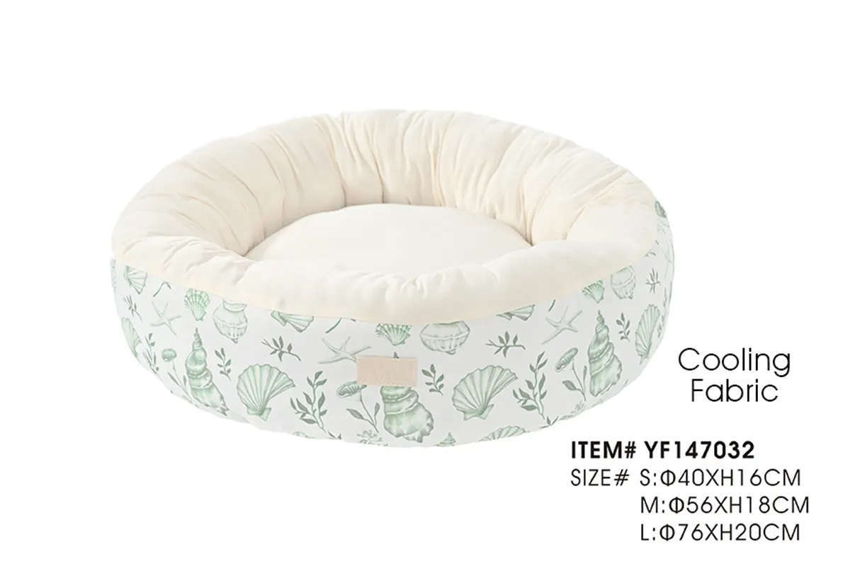 Cooling fabric donut dog bed YF147032 with breathable self-cooling fabric for summer