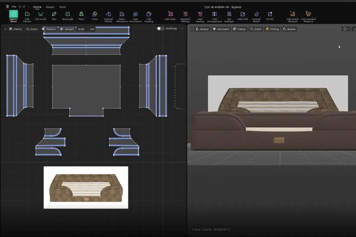 Reference image to physical prototype transition for custom dog bed development