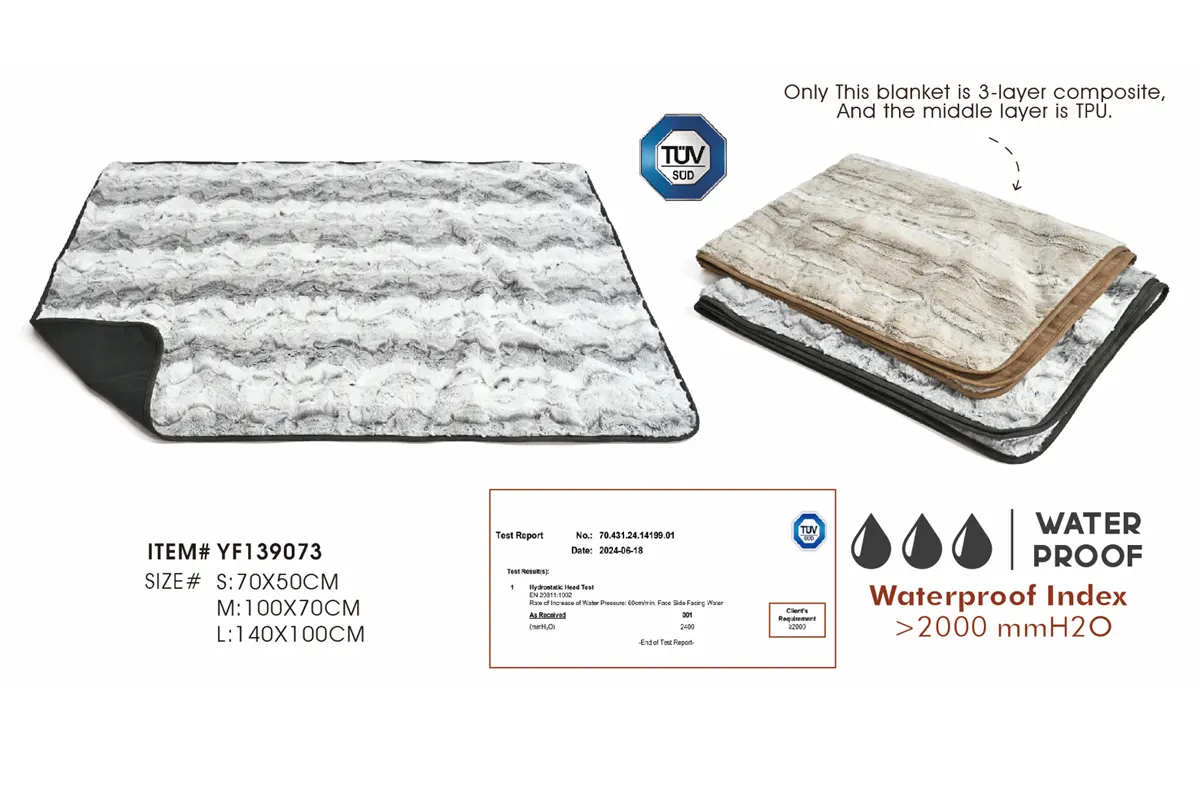 Waterproof test result showing hydrostatic head above 2000mm for dog blanket fabric