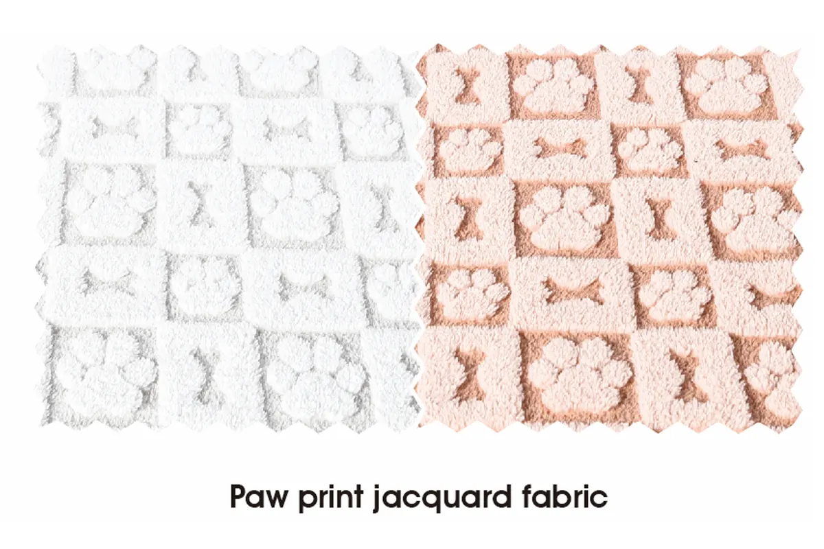 YF136074 paw print jacquard fabric detail