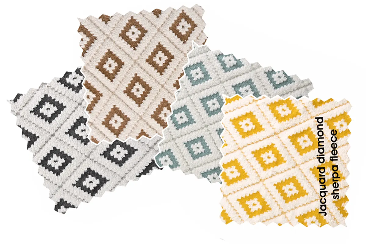 YF139037 diamond jacquard sherpa fleece fabric detail
