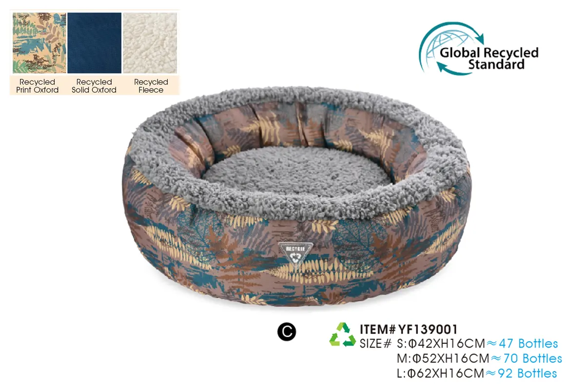 GRS certified recycled fabric sustainable donut dog bed YF139001 eco-friendly