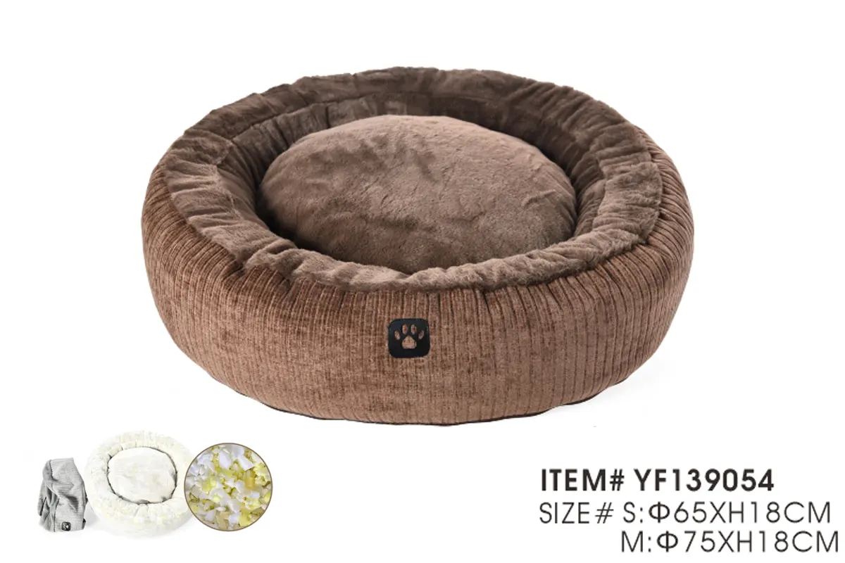 Orthopedic shredded memory foam luxury donut dog bed YF139054 with extra supportive cushion