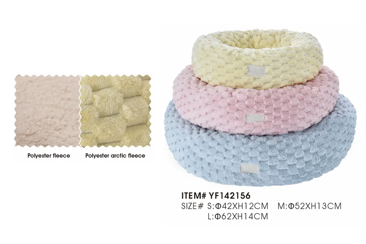 Soft arctic fleece donut dog bed YF142156 with ultra soft hand-feel