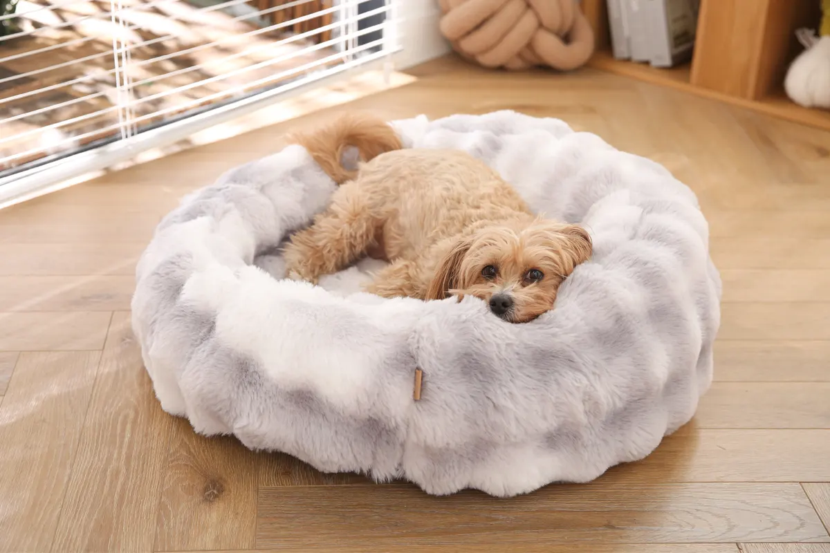 Soft plush foam-core luxury donut dog bed YF146040 with multi-size cushioning
