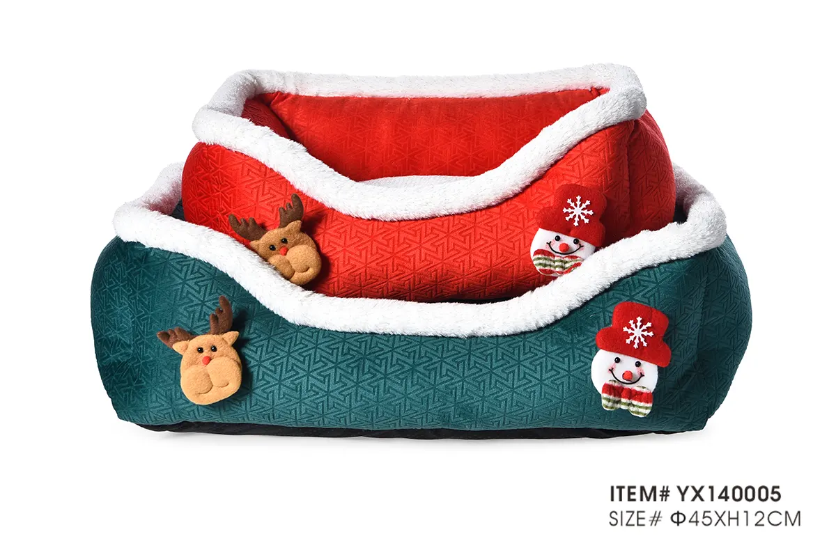 Wholesale Christmas bolster pet beds for seasonal retail collections