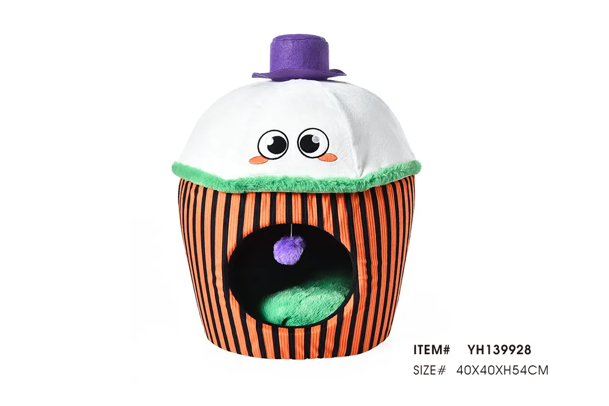 Wholesale Halloween cat cave beds with seasonal shapes and graphics