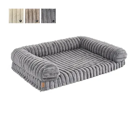 Oversize thick-stripe sofa dog bed YF144084 at 120 x 80 x H21 cm with egg-crate foam
