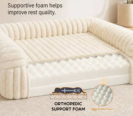 Orthopedic support egg-crate foam used in the YF144084 oversize sofa dog bed
