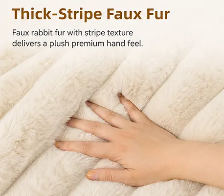 Thick-stripe faux fur sleeping surface of the YF144084 oversize sofa dog bed