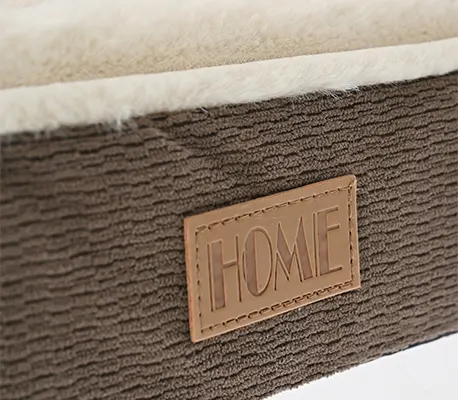 Custom PU logo option applied to the YF144114 waterproof sofa dog bed