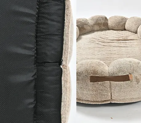 Reinforced corner seam and recessed zipper on the YF142264 large dog bed