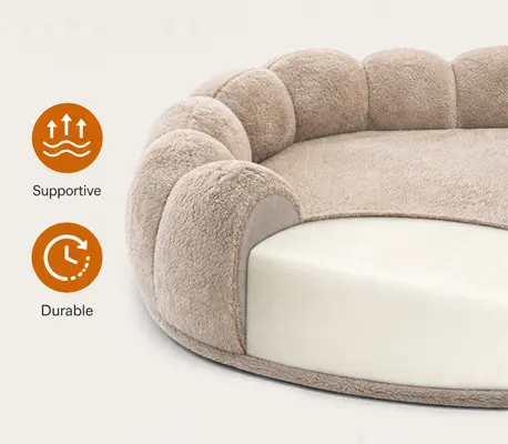 High-density foam core exposed inside the YF142264 large dog bed cover