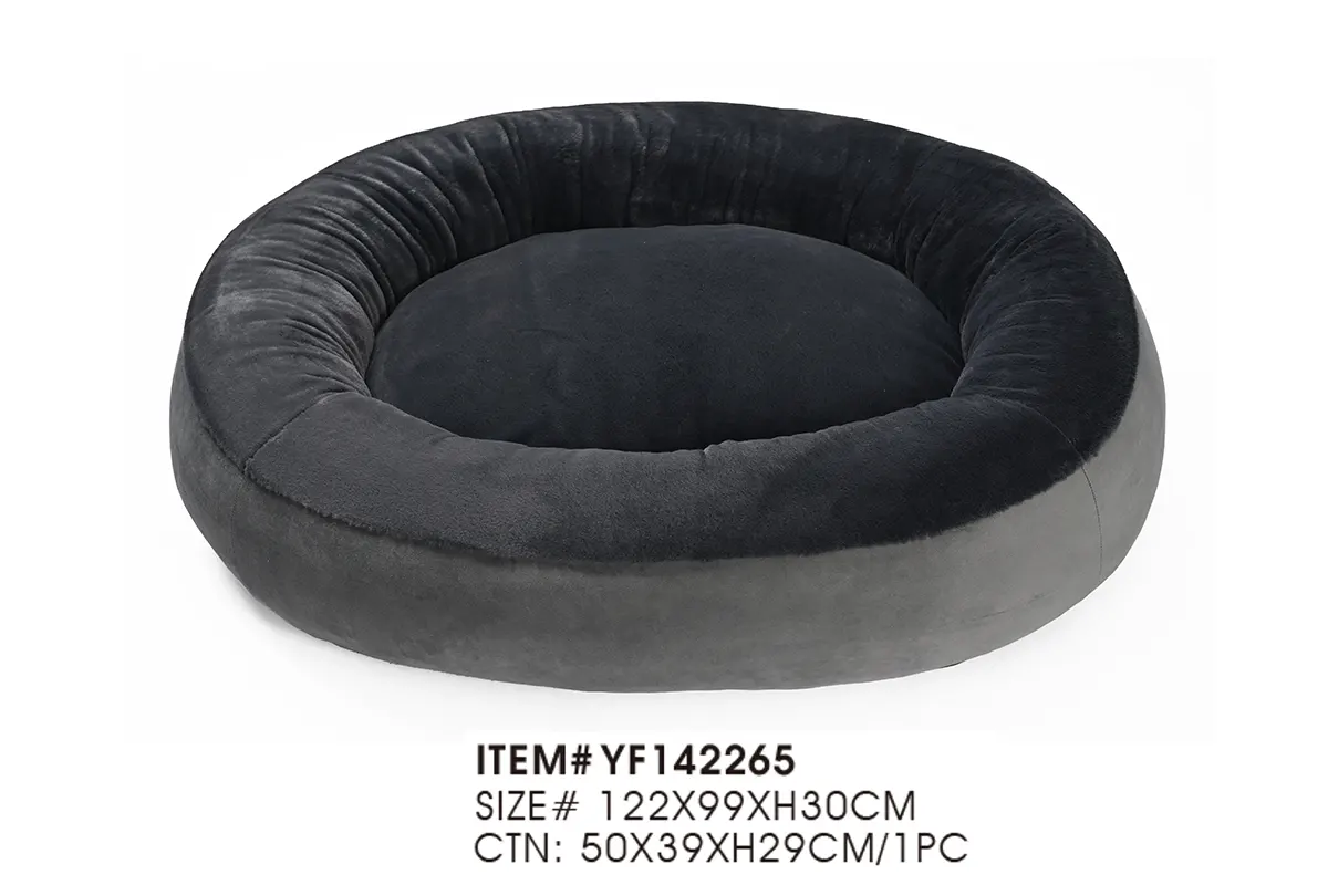 YF142265 large donut dog bed with PP cotton upper filling and shredded foam lower filling