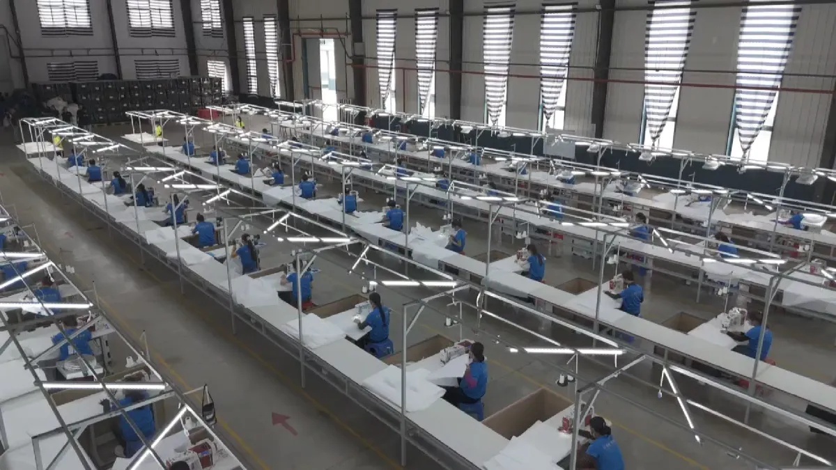 Dog bed sewing and assembly operations at our Cambodia factory